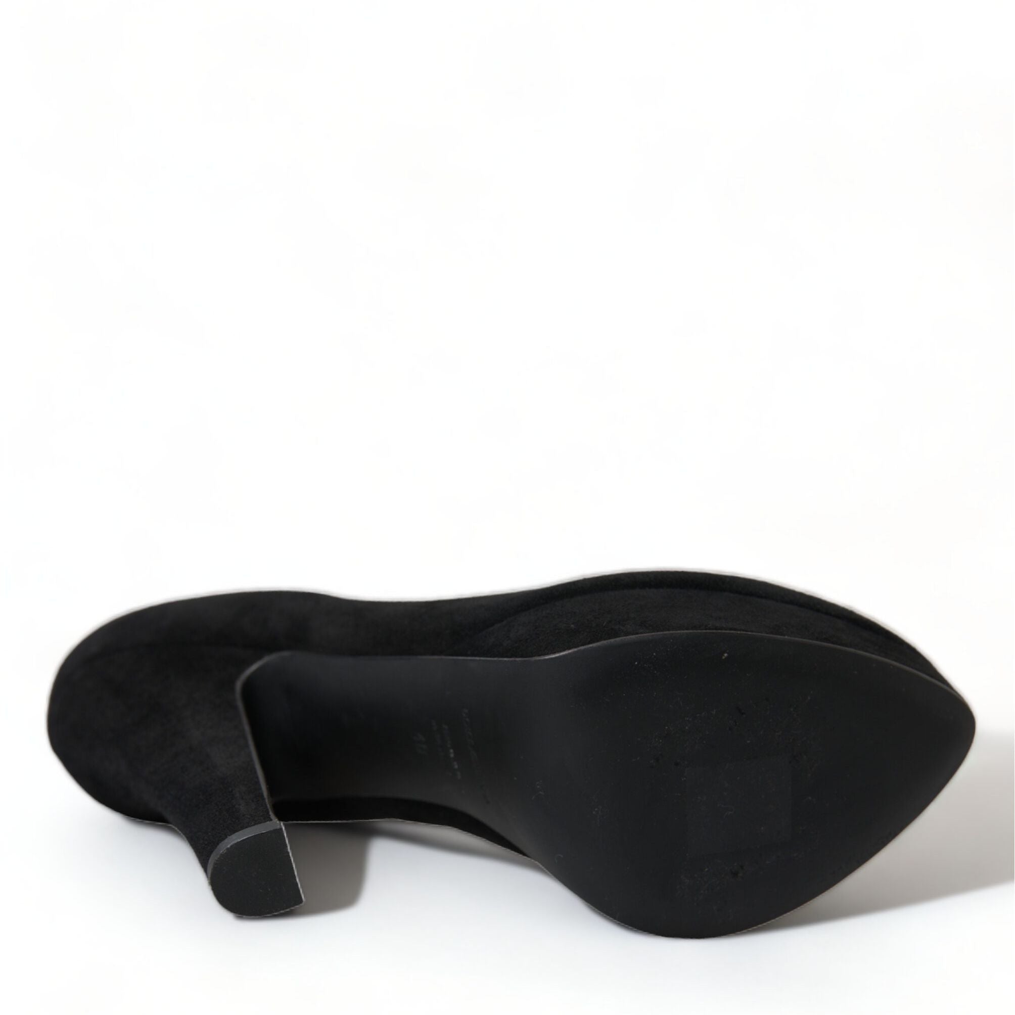 Dolce & Gabbana Black Suede Leather Platform Heel Pumps Shoes