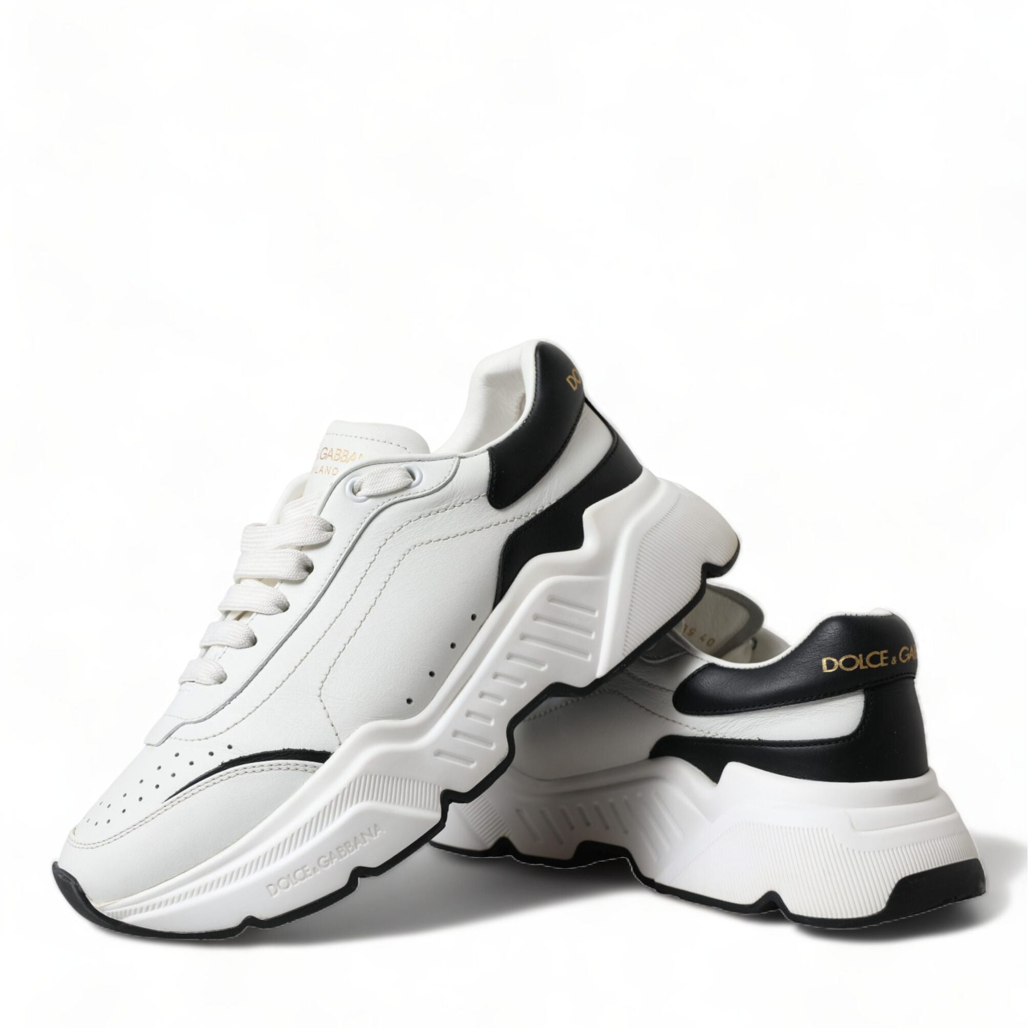 Dolce & Gabbana White Black Low Top Daymaster Sneakers Shoes