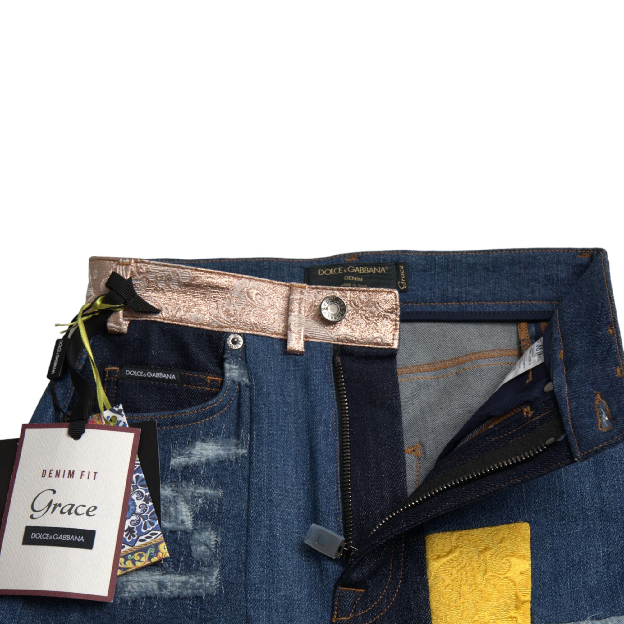 Dolce & Gabbana Multicolor Patchwork GRACE Skinny Denim Jeans