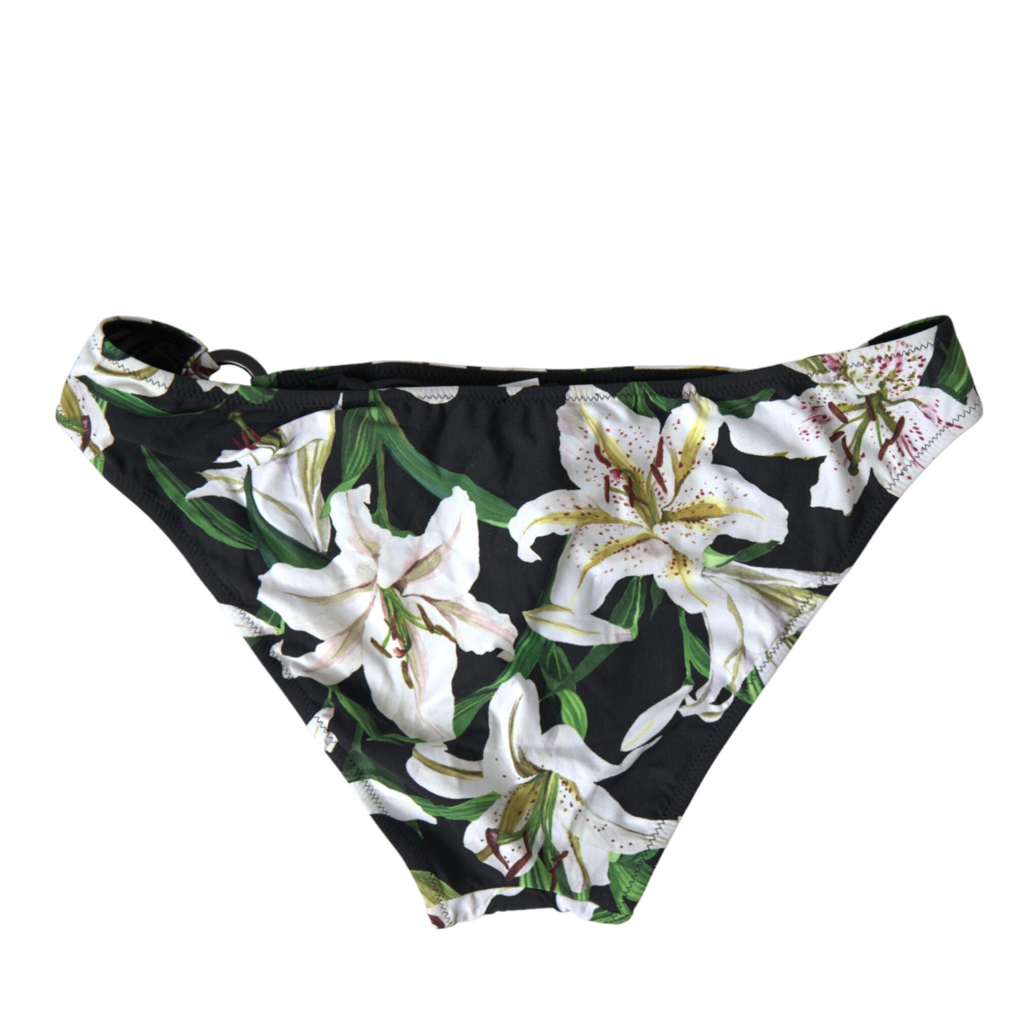 Dolce & Gabbana Black Lily Print Swimwear Bottom Beachwear Bikini