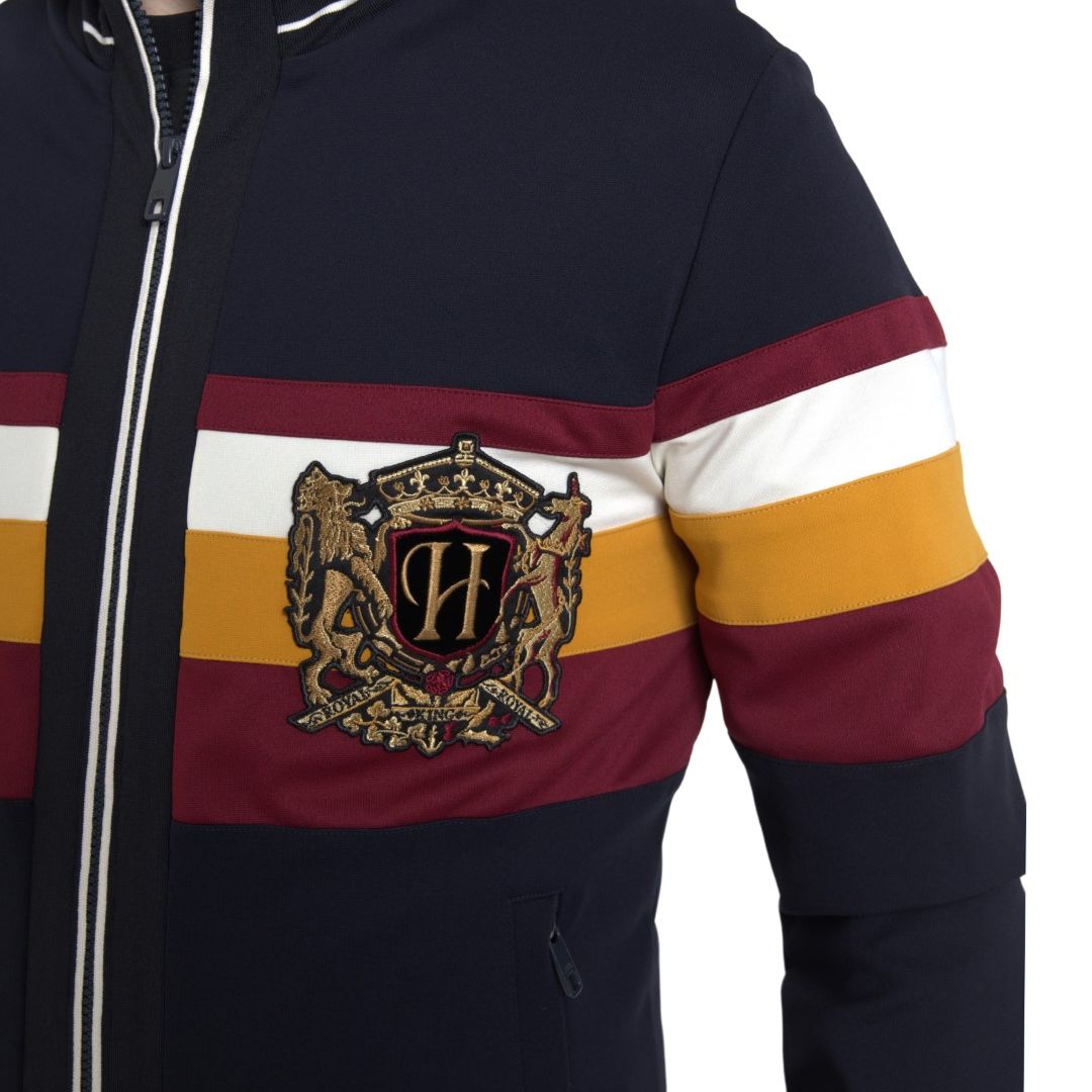 Dolce & Gabbana Blue Cardigan Heraldic Full Zip Sweater