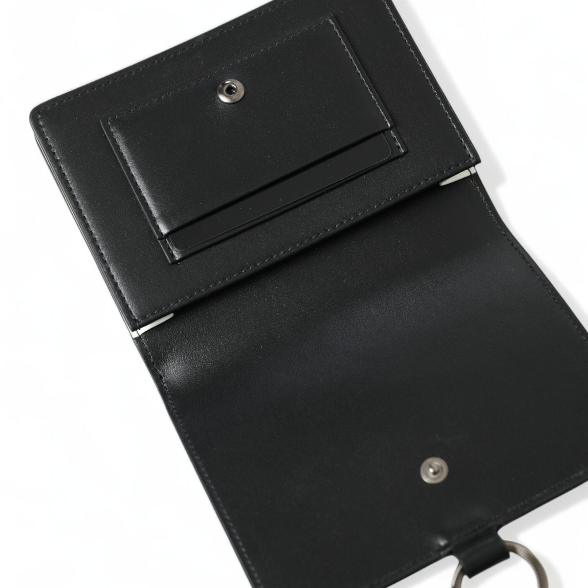 Dolce & Gabbana Black Leather Crystal Embellished Card Holder Wallet