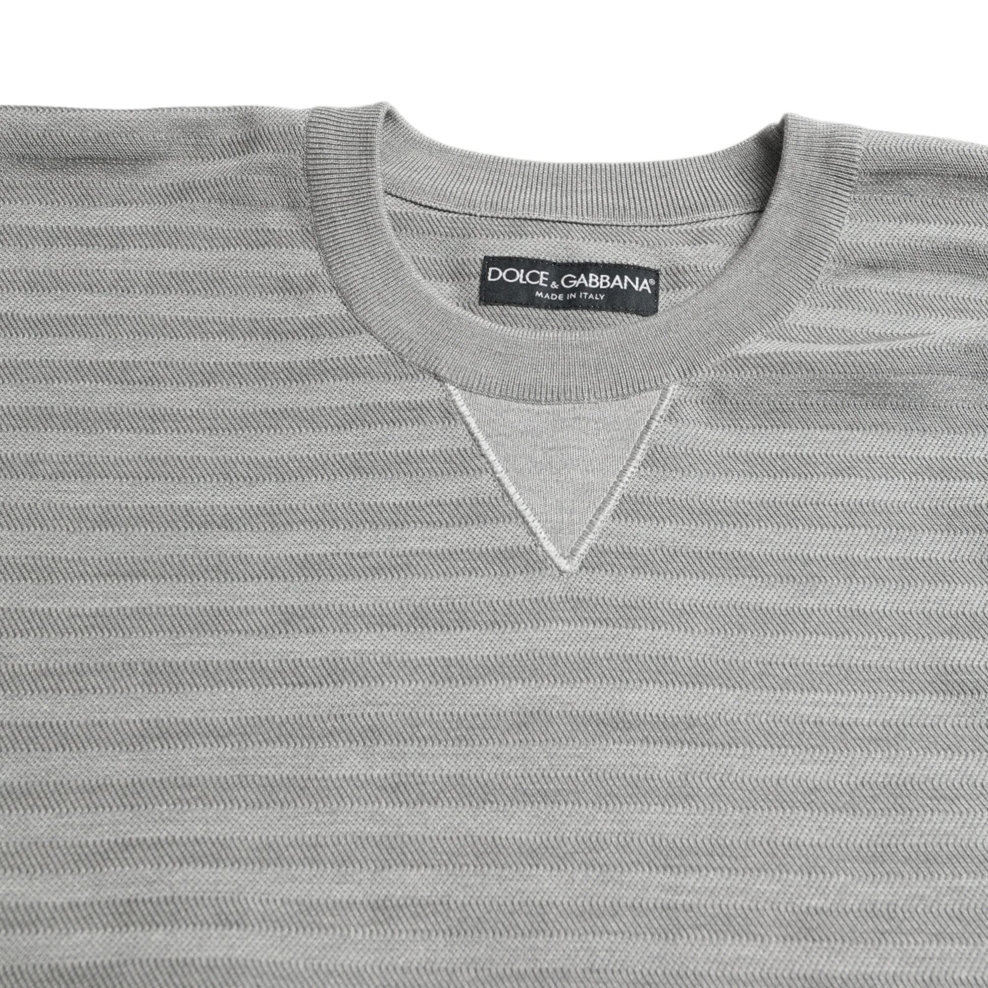 Dolce & Gabbana Gray Crewneck Pullover Silk Top Sweater