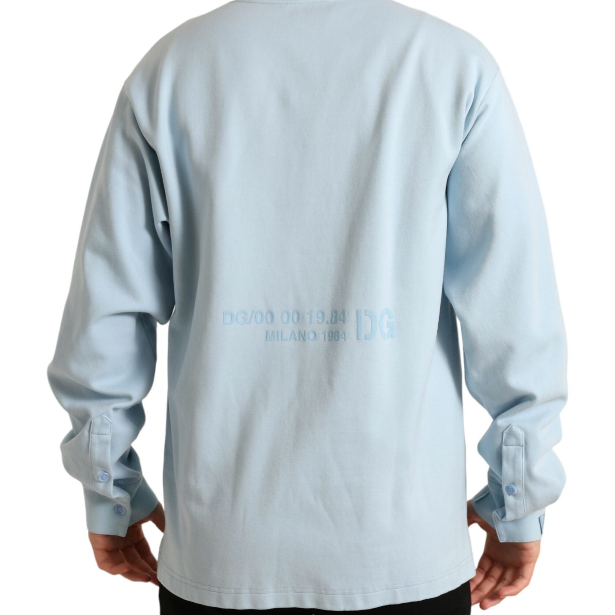 Dolce & Gabbana Light Blue Cotton Buttoned Pullover Sweater