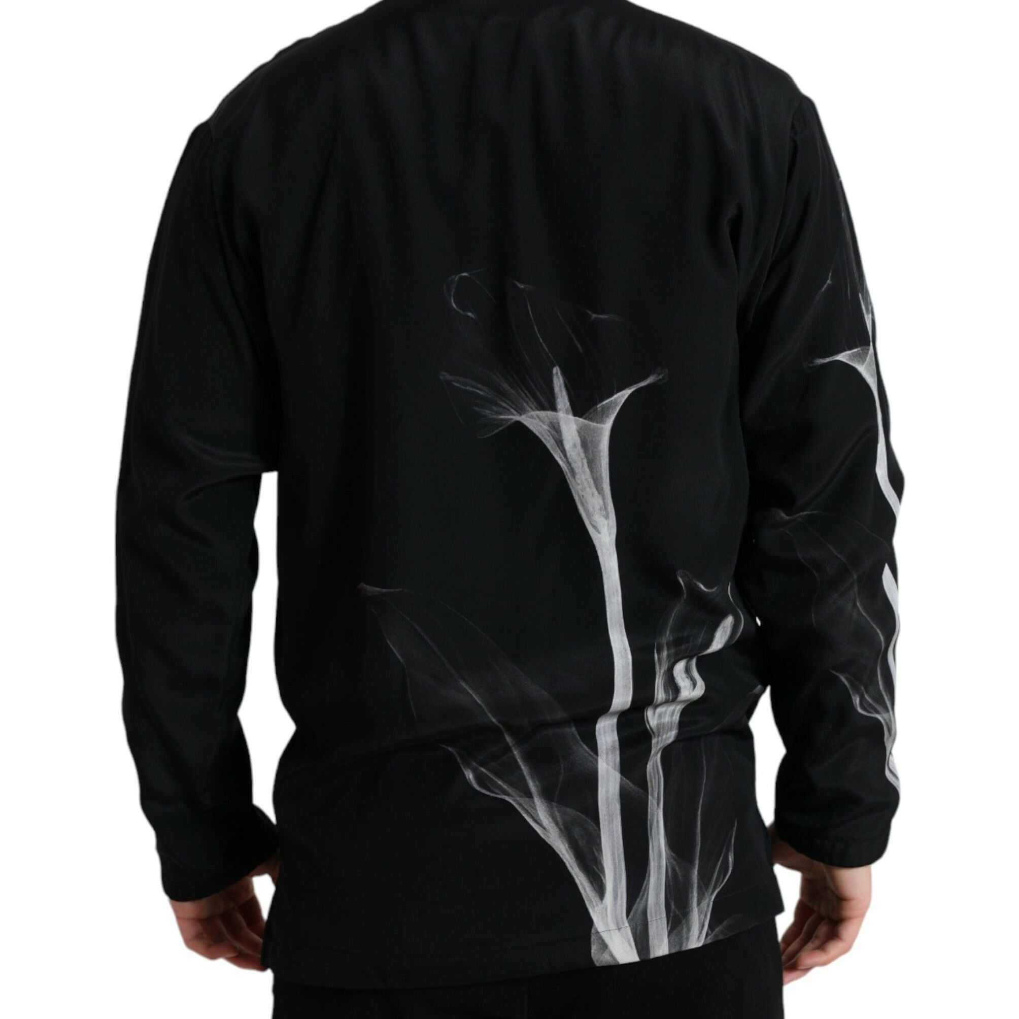 Dolce & Gabbana Black Floral Print Crewneck Pullover Sweater