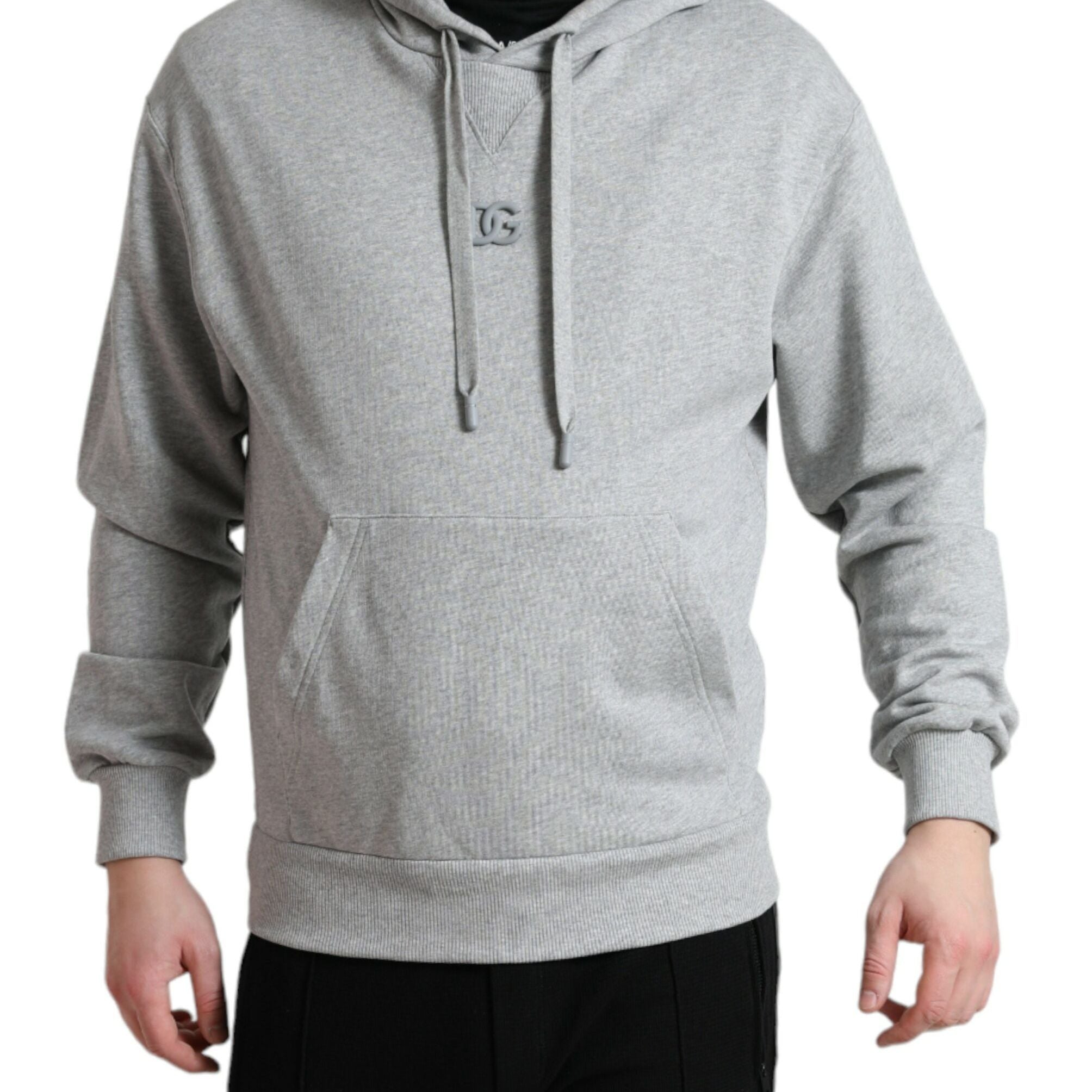Dolce & Gabbana Gray Cotton Logo Hooded Sweatshirt Sweater