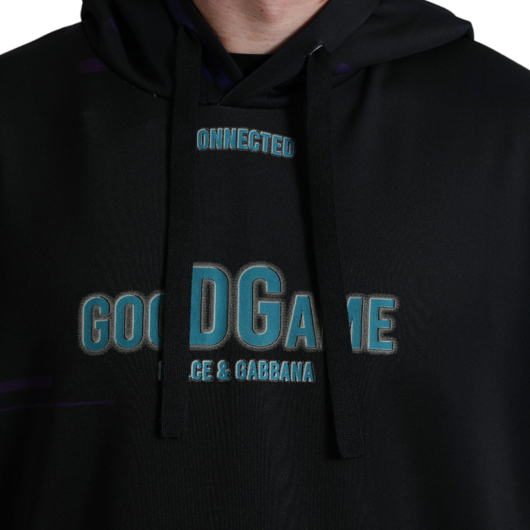 Dolce & Gabbana Black Logo Print Hooded Sweatshirt Sweater