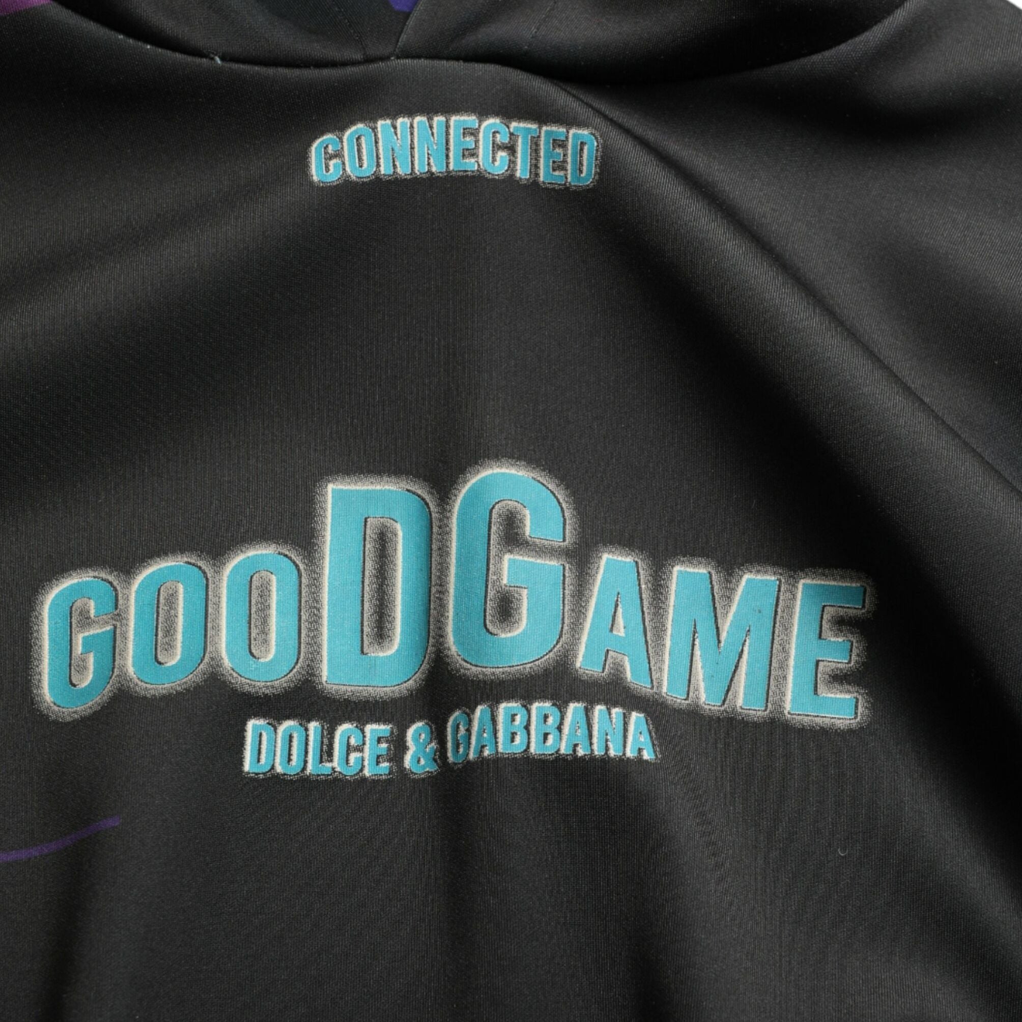 Dolce & Gabbana Black Logo Print Hooded Sweatshirt Sweater