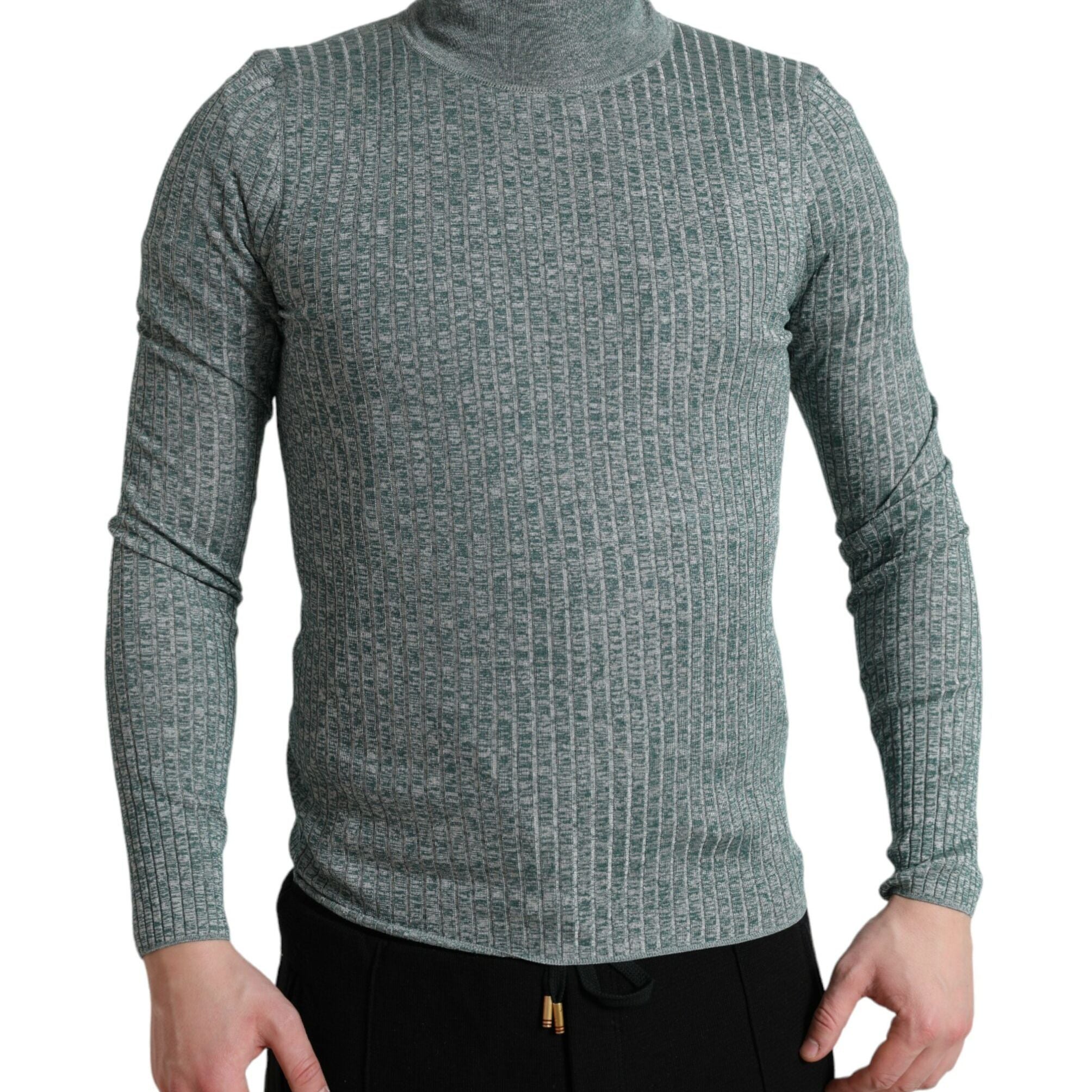 Dolce & Gabbana Green Polyester Turtleneck Pullover Sweater