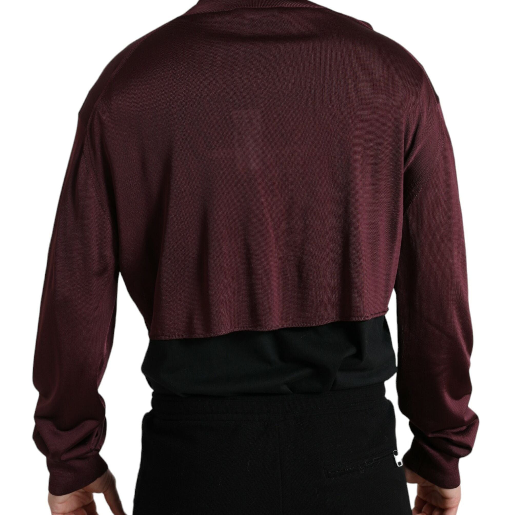 Dolce & Gabbana Maroon Viscose Turtleneck Pullover Sweater