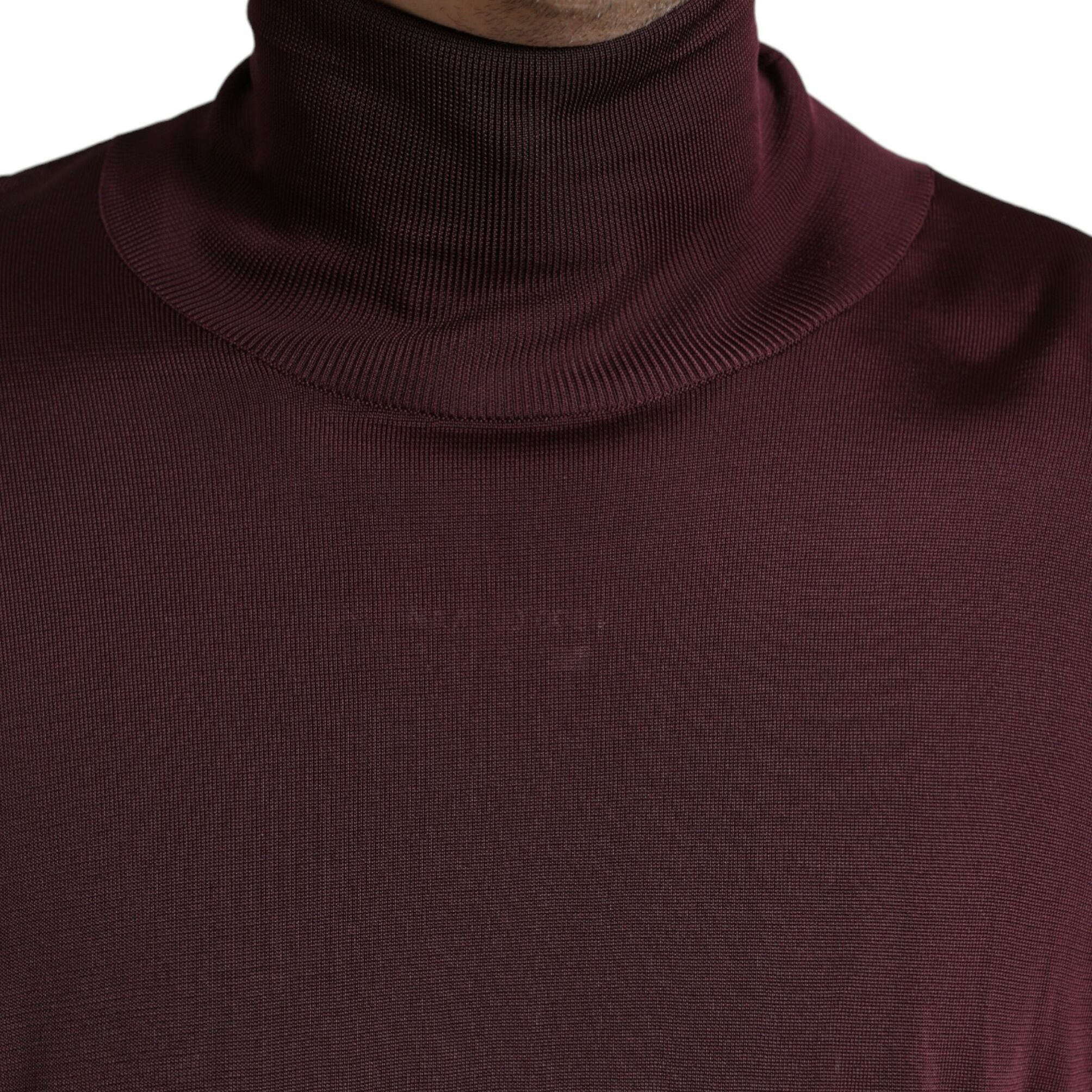 Dolce & Gabbana Maroon Viscose Turtleneck Pullover Sweater
