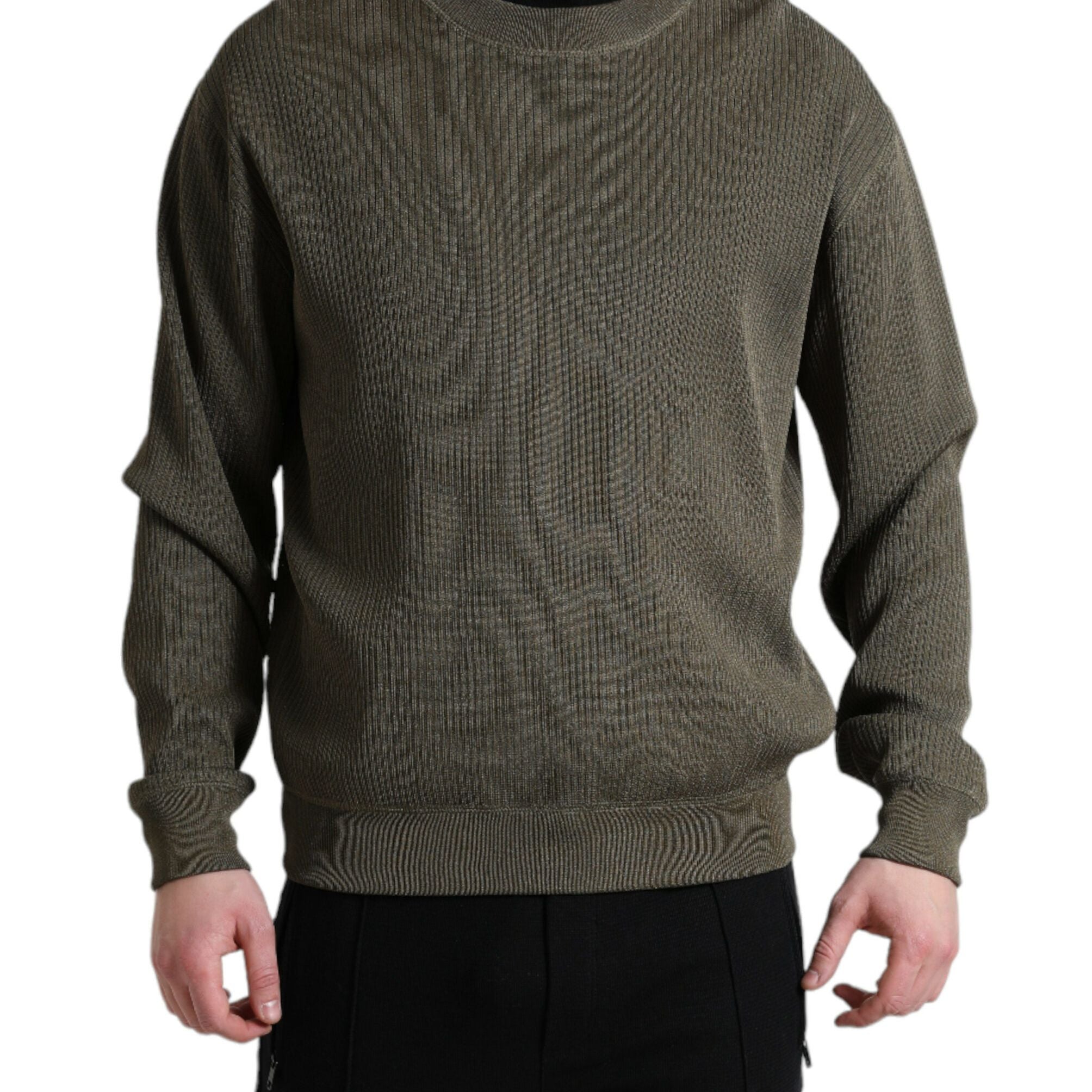 Dolce & Gabbana Green Viscose Crew Neck Men Pullover Sweater