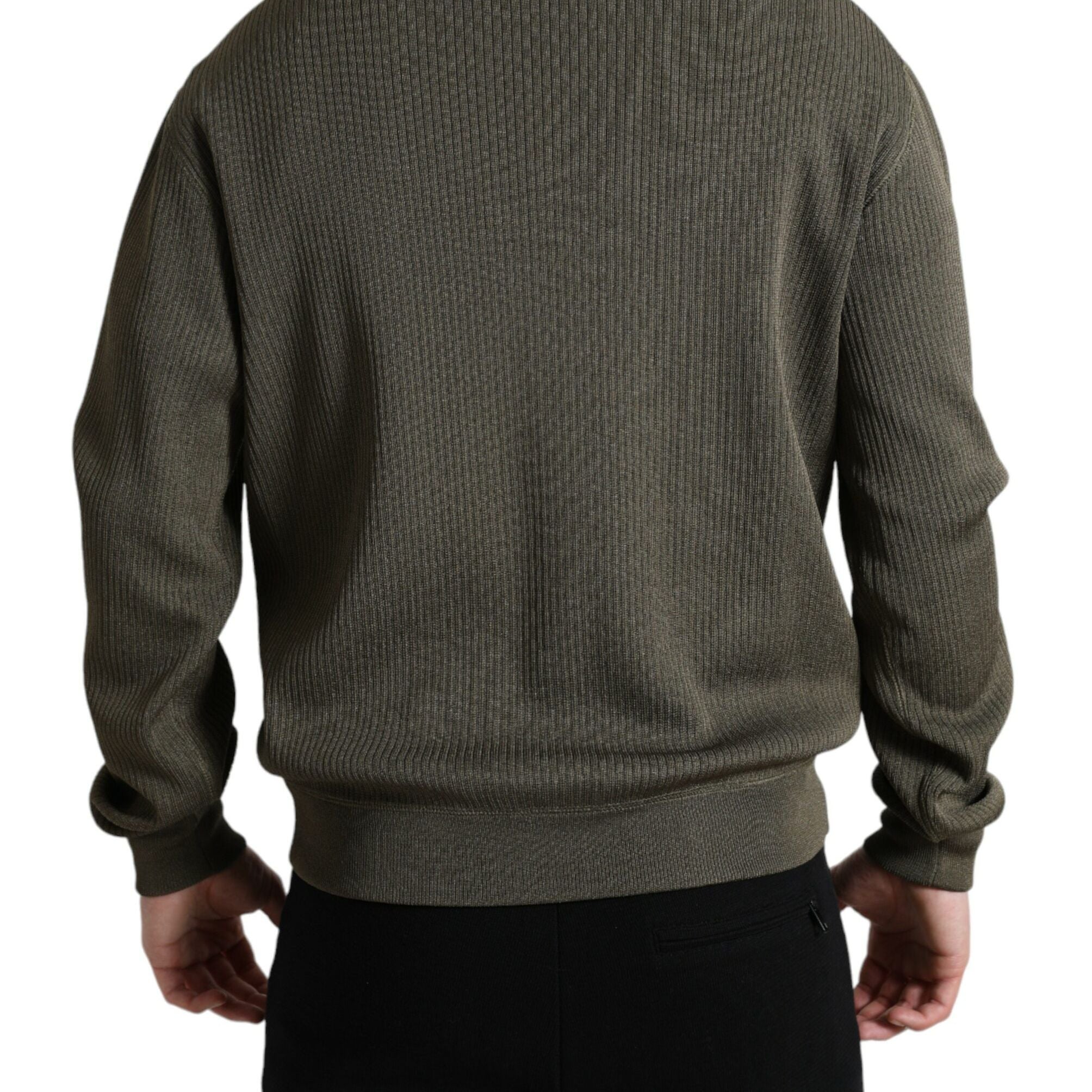 Dolce & Gabbana Green Viscose Crew Neck Men Pullover Sweater