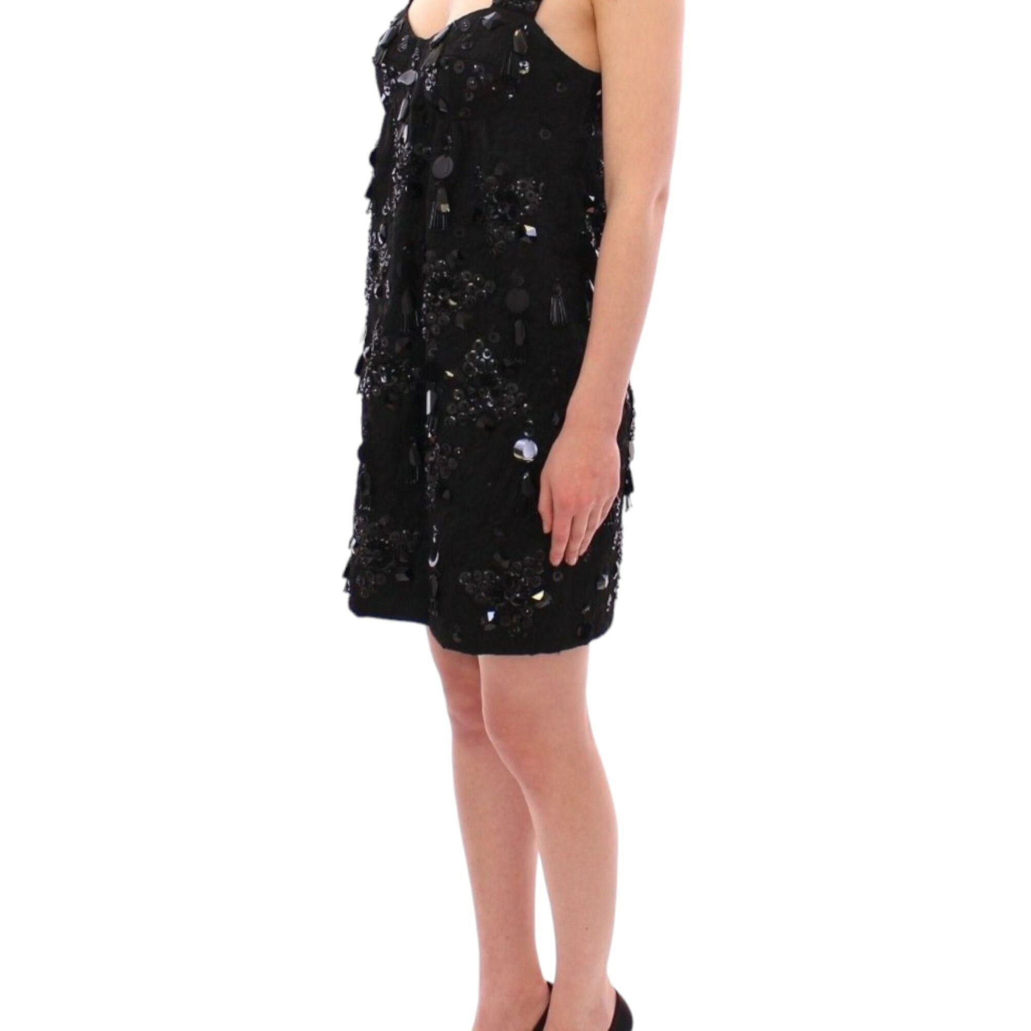 Dolce & Gabbana Black floral crystal embedded dress