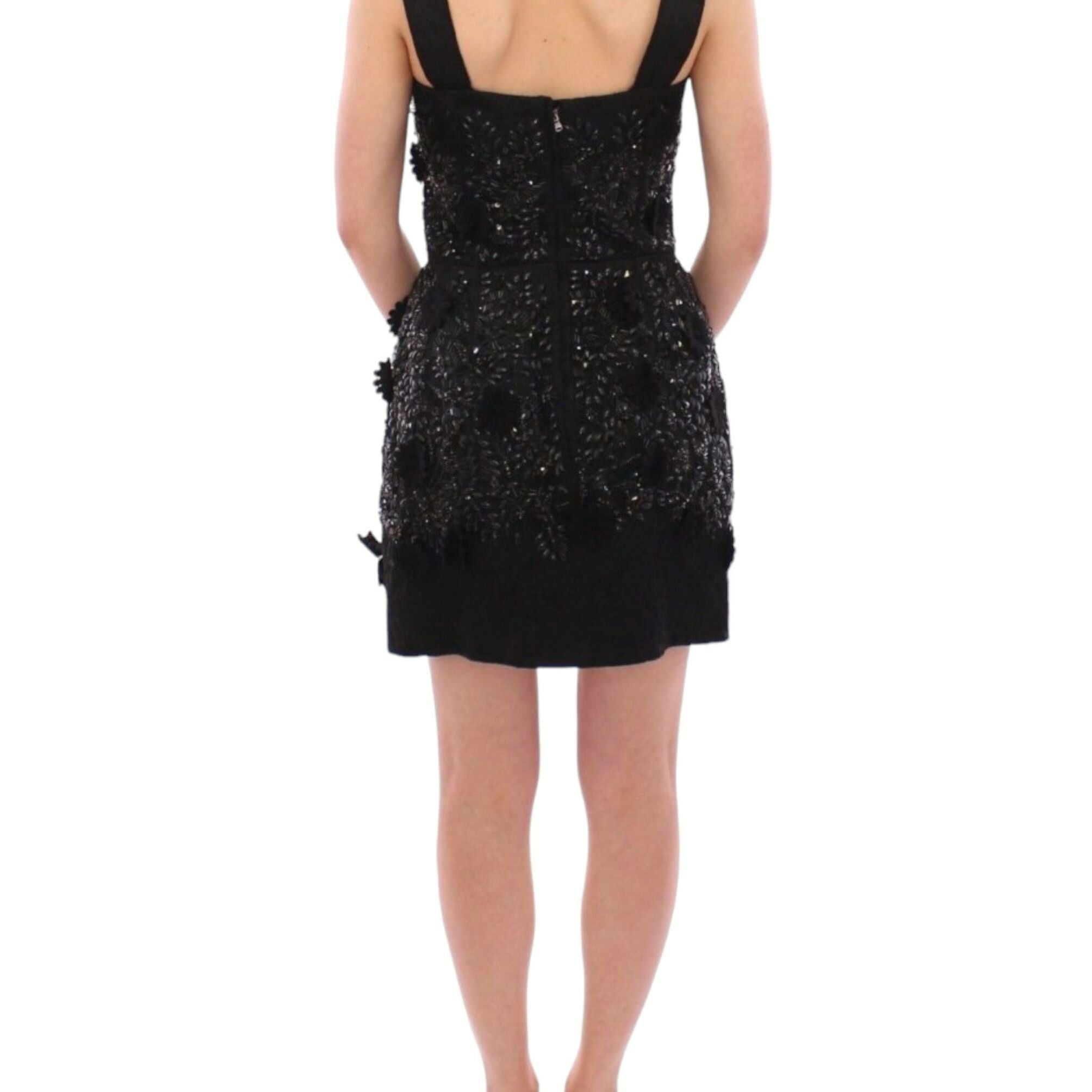 Dolce & Gabbana Black floral crystal embedded dress