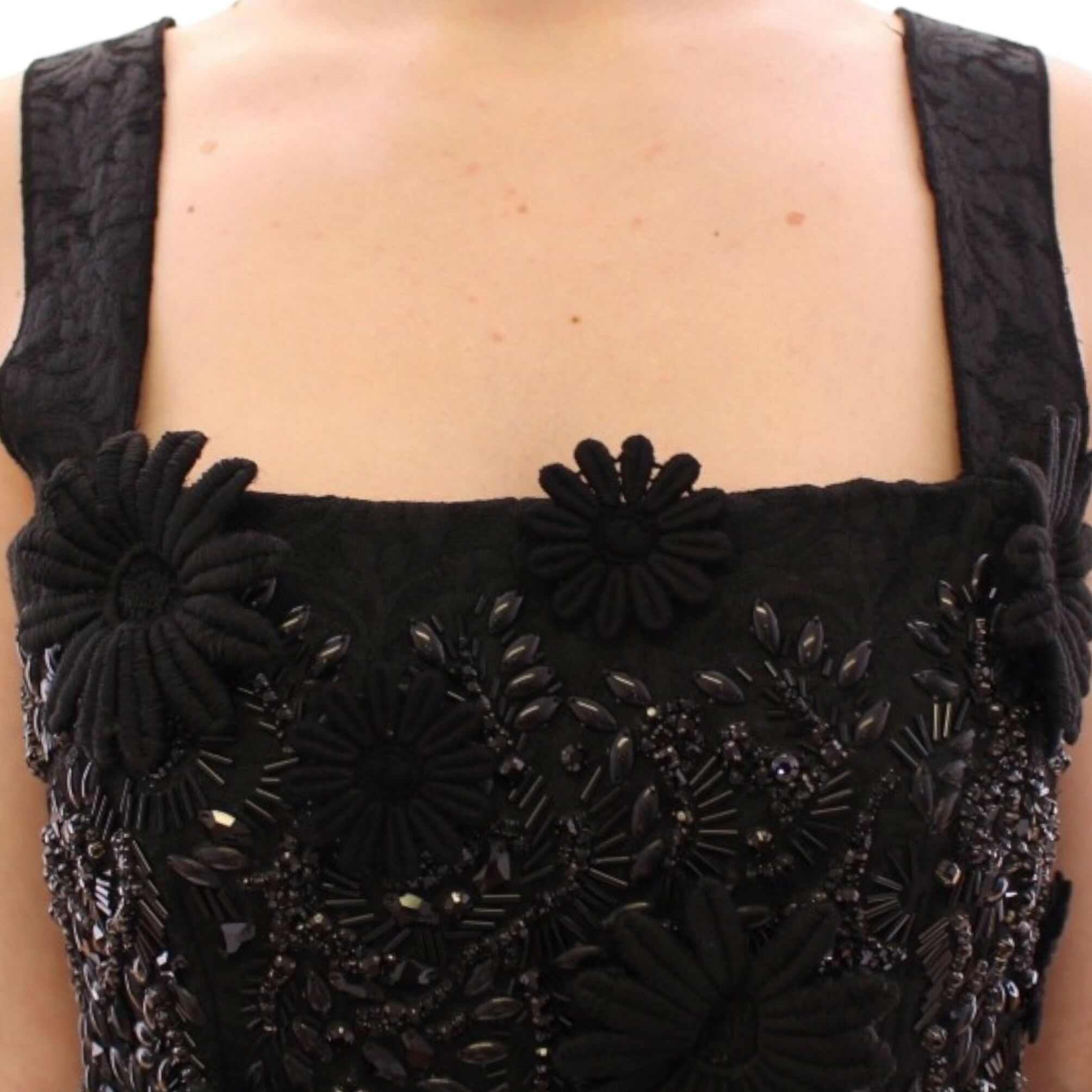 Dolce & Gabbana Black floral crystal embedded dress