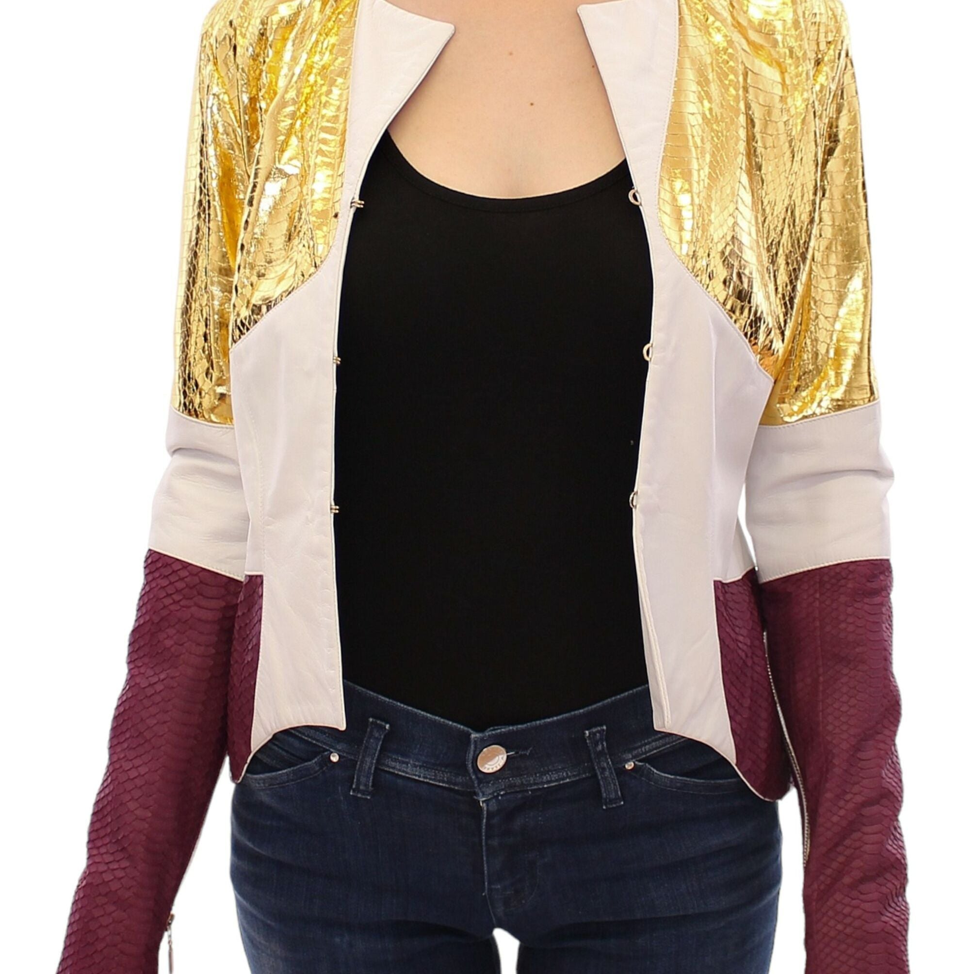 Vladimiro Gioia White Gold Purple Leather Jacket