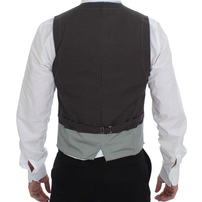 Dolce & Gabbana Gray Polka Dot Dress Vest Gilet Weste