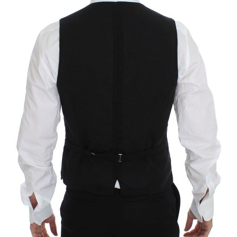 Dolce & Gabbana Black Wool Formal Dress Vest Gilet Jacket