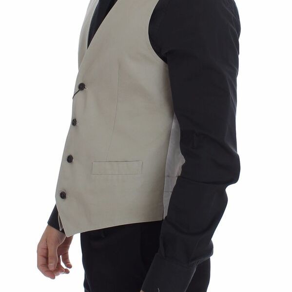 Dolce & Gabbana Beige Silk Blend Dress Formal Vest Gilet