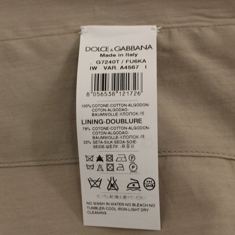 Dolce & Gabbana Beige Cotton Slim Fit Button Front Dress Vest