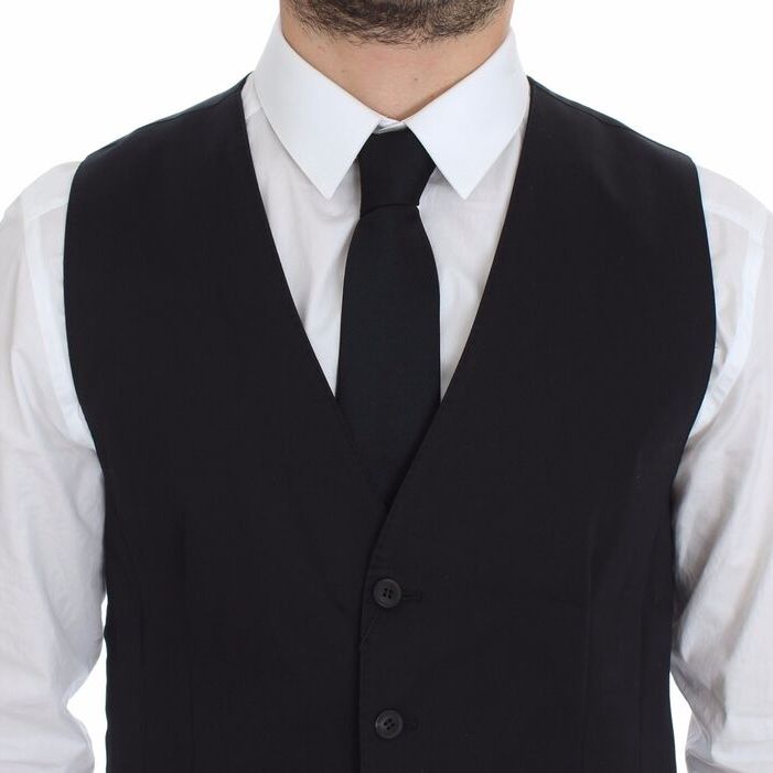Dolce & Gabbana Blue Cotton Stretch Dress Vest Blazer