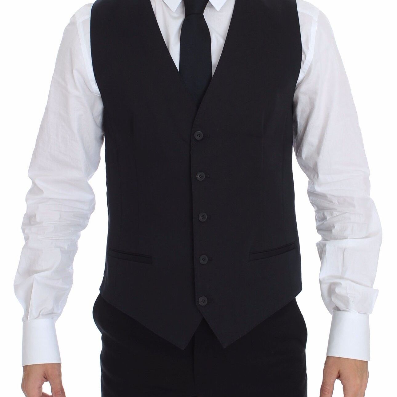 Dolce & Gabbana Blue Cotton Stretch Dress Vest Blazer