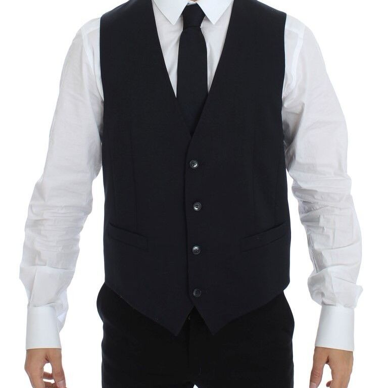 Dolce & Gabbana Blue Cotton Stretch Dress Vest Blazer