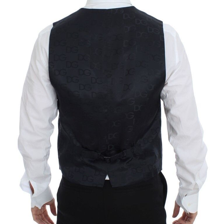 Dolce & Gabbana Gray Striped Wool Silk Dress Vest Gilet