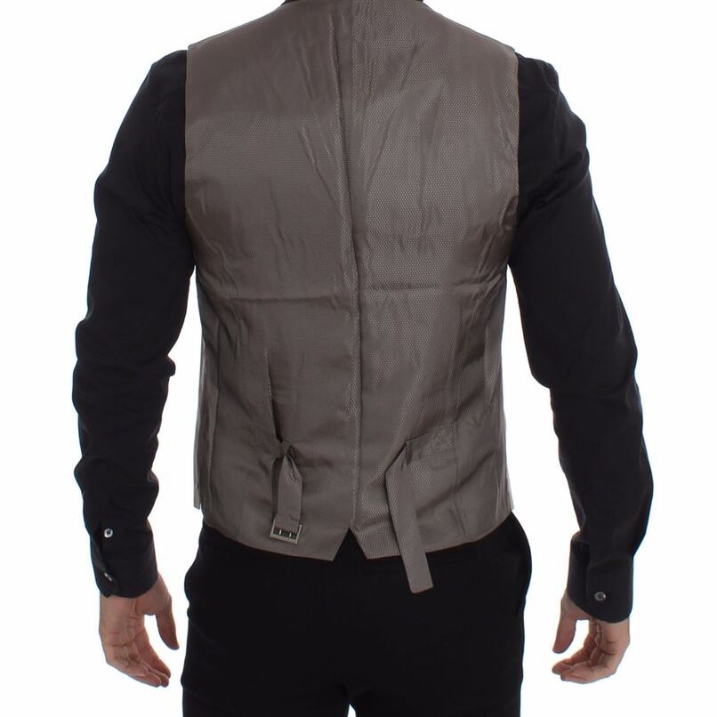 Dolce & Gabbana Beige Cotton Stretch Dress Vest Blazer