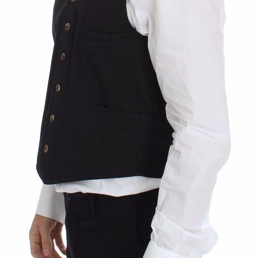 Dolce & Gabbana Black Cotton Viscose Dress Vest Blazer