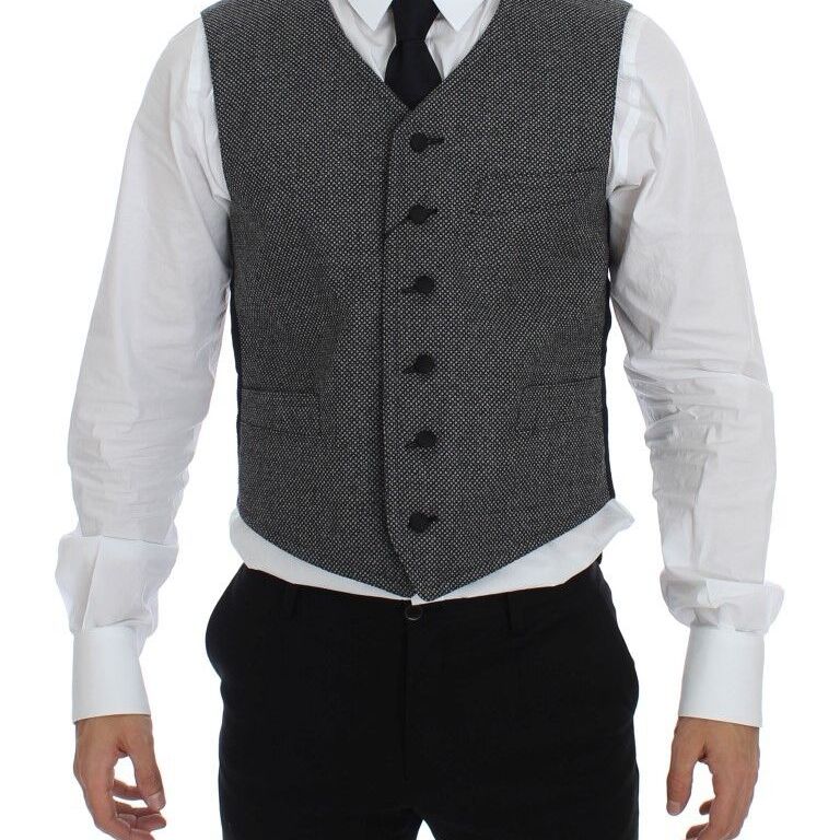 Dolce & Gabbana Gray Cotton Blend Logo Vest Gilet Weste