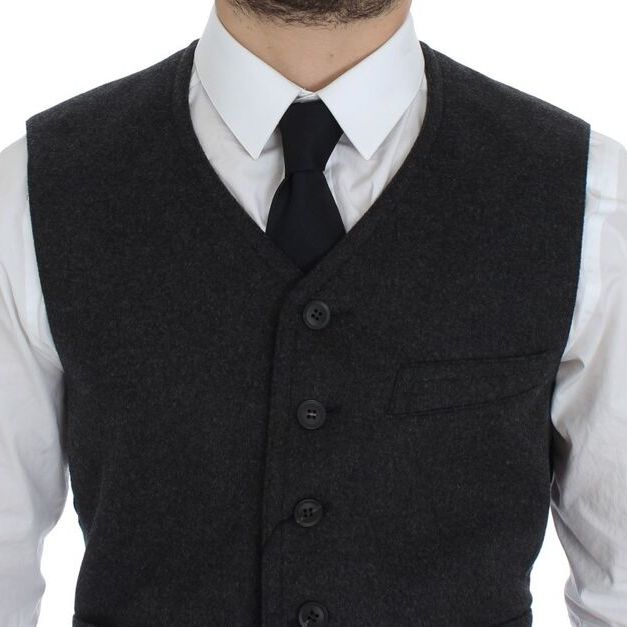 Dolce & Gabbana Gray Wool Blend Vest Gilet Weste