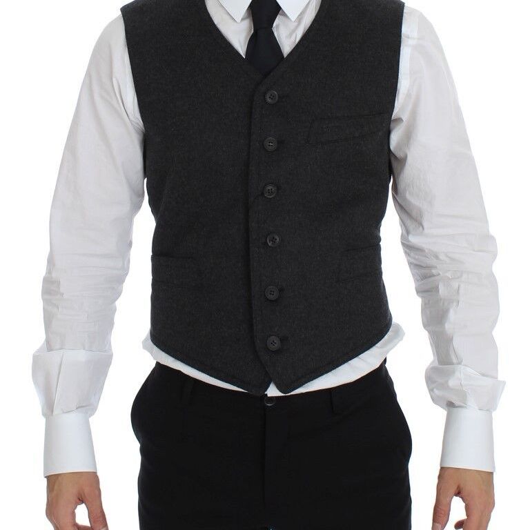 Dolce & Gabbana Gray Wool Blend Vest Gilet Weste