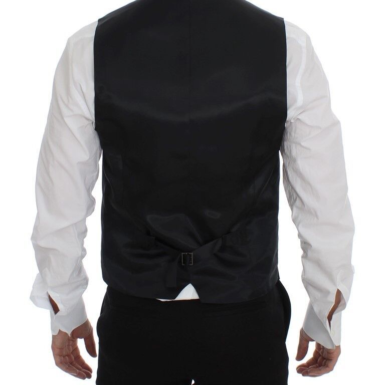 Dolce & Gabbana Gray Wool Silk Dress Vest Gilet Weste