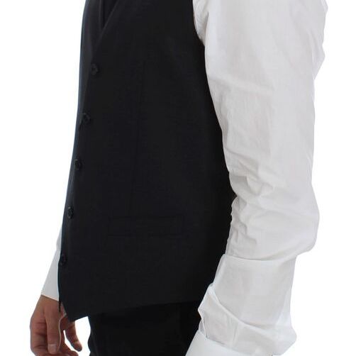 Dolce & Gabbana Gray Wool Silk Dress Vest Gilet Weste