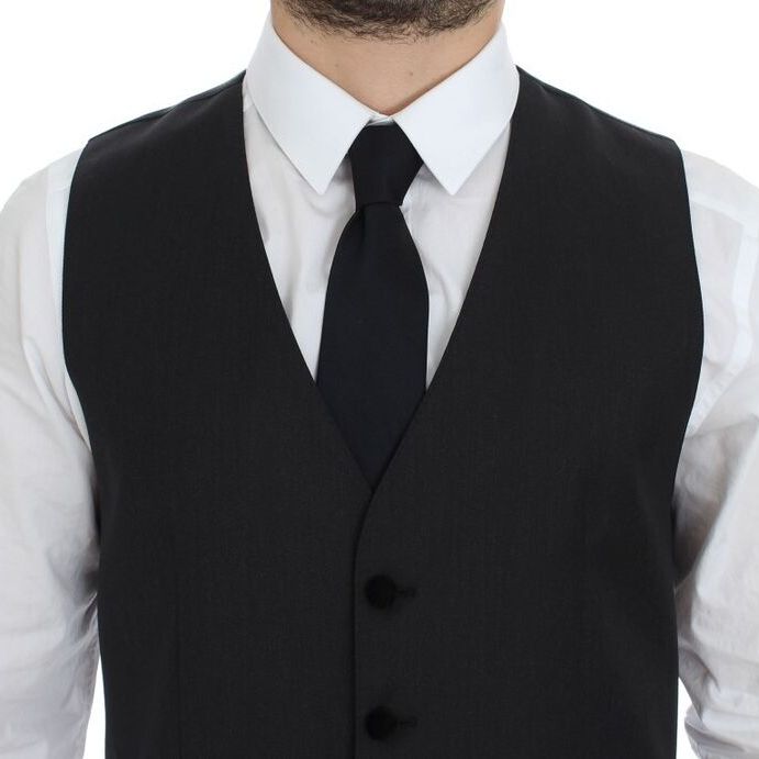Dolce & Gabbana Gray Wool Formal Dress Vest Gilet Weste
