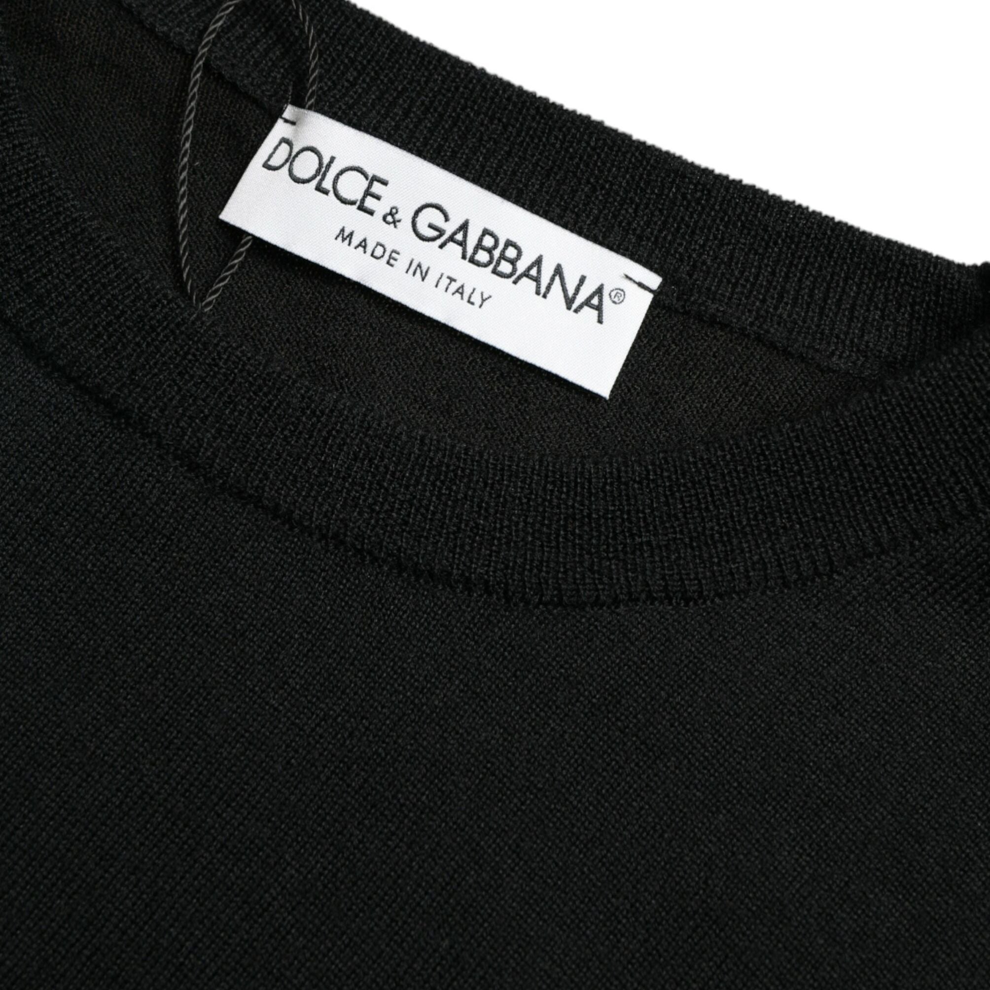 Dolce & Gabbana Black Wool Round Neck Pullover Sweater