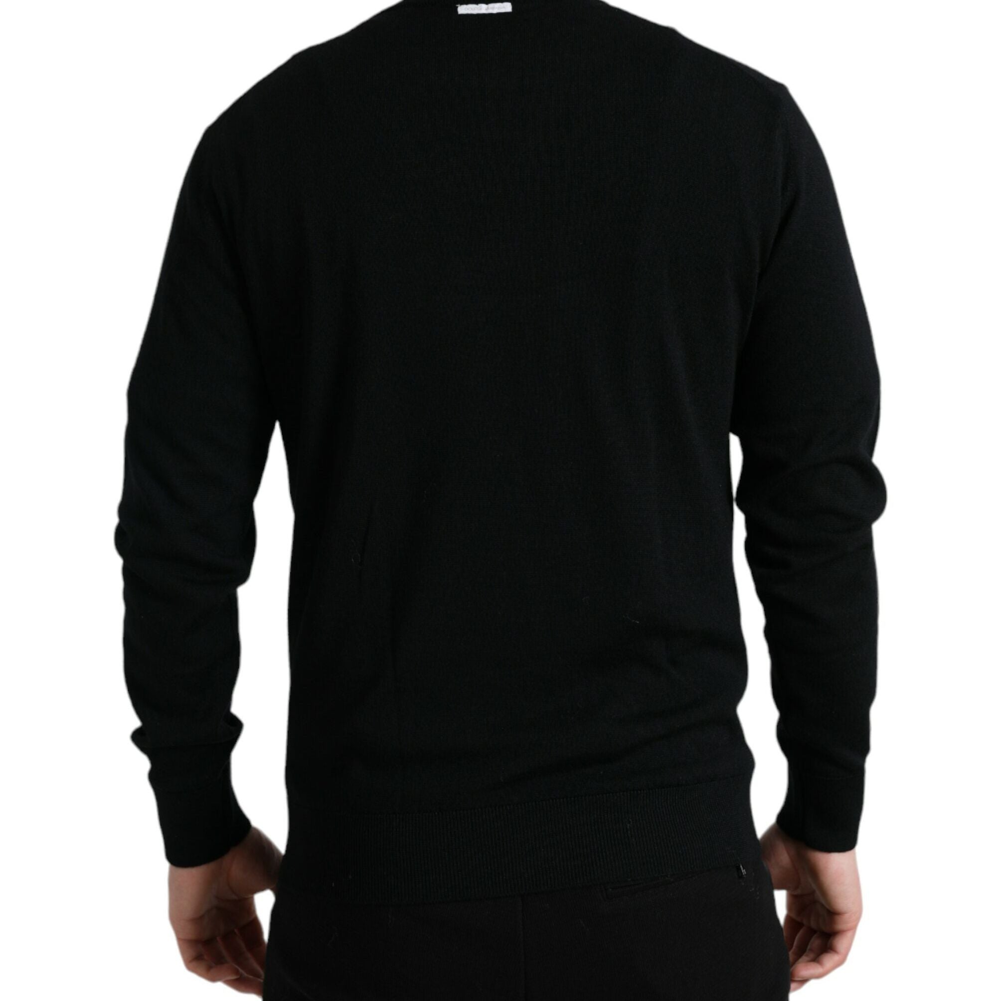 Dolce & Gabbana Black Wool Round Neck Pullover Sweater