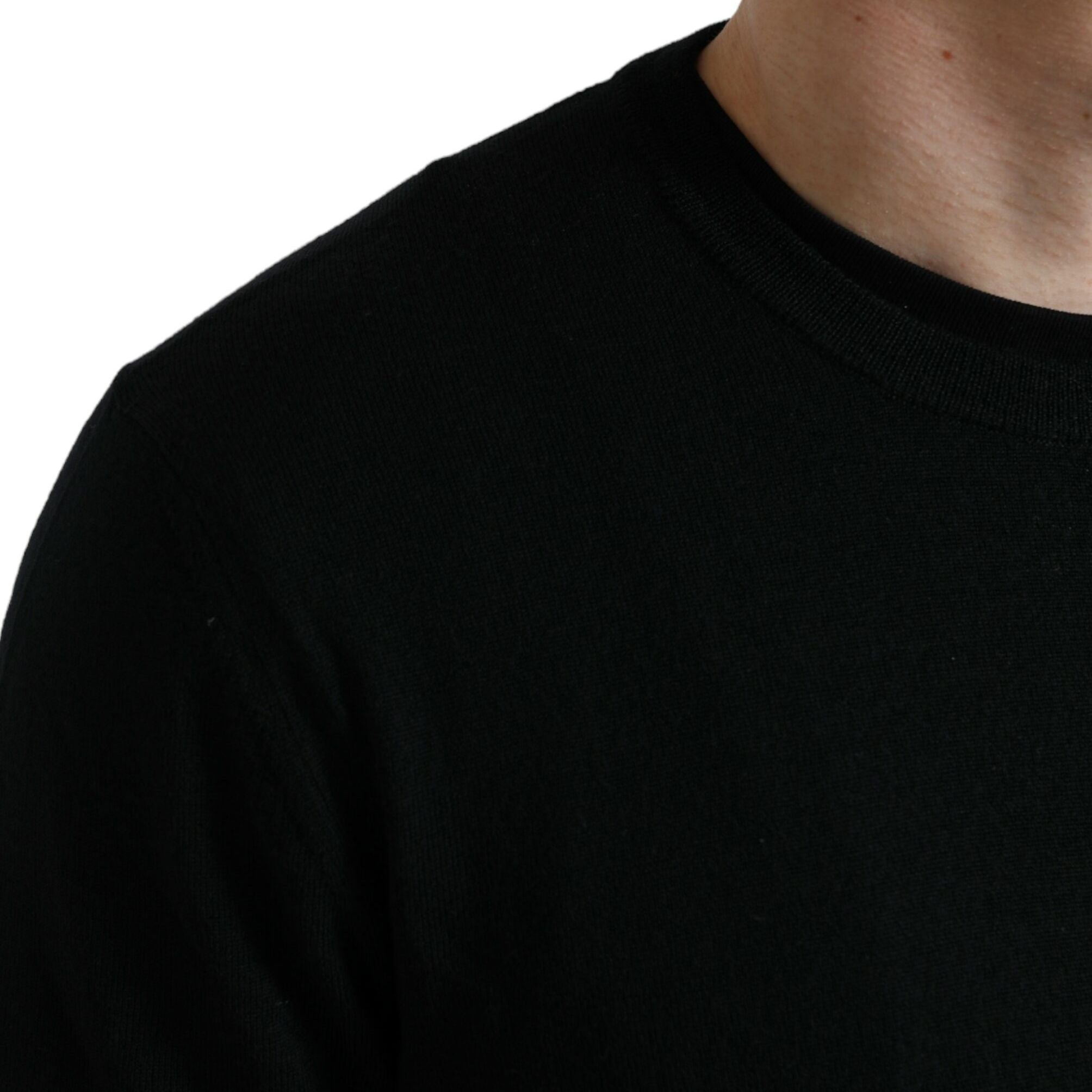 Dolce & Gabbana Black Wool Round Neck Pullover Sweater