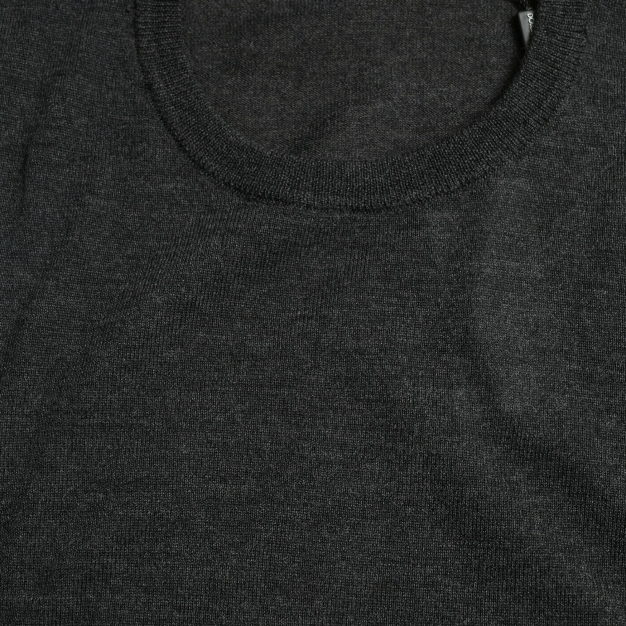 Dolce & Gabbana Gray Wool Round Neck Pullover Sweater