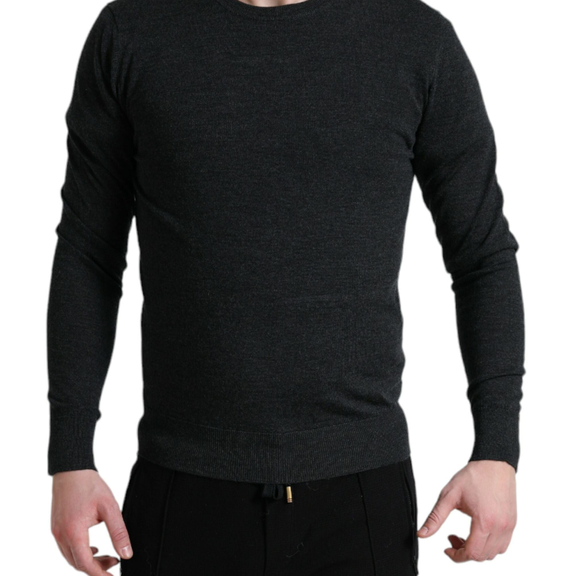 Dolce & Gabbana Gray Wool Round Neck Pullover Sweater