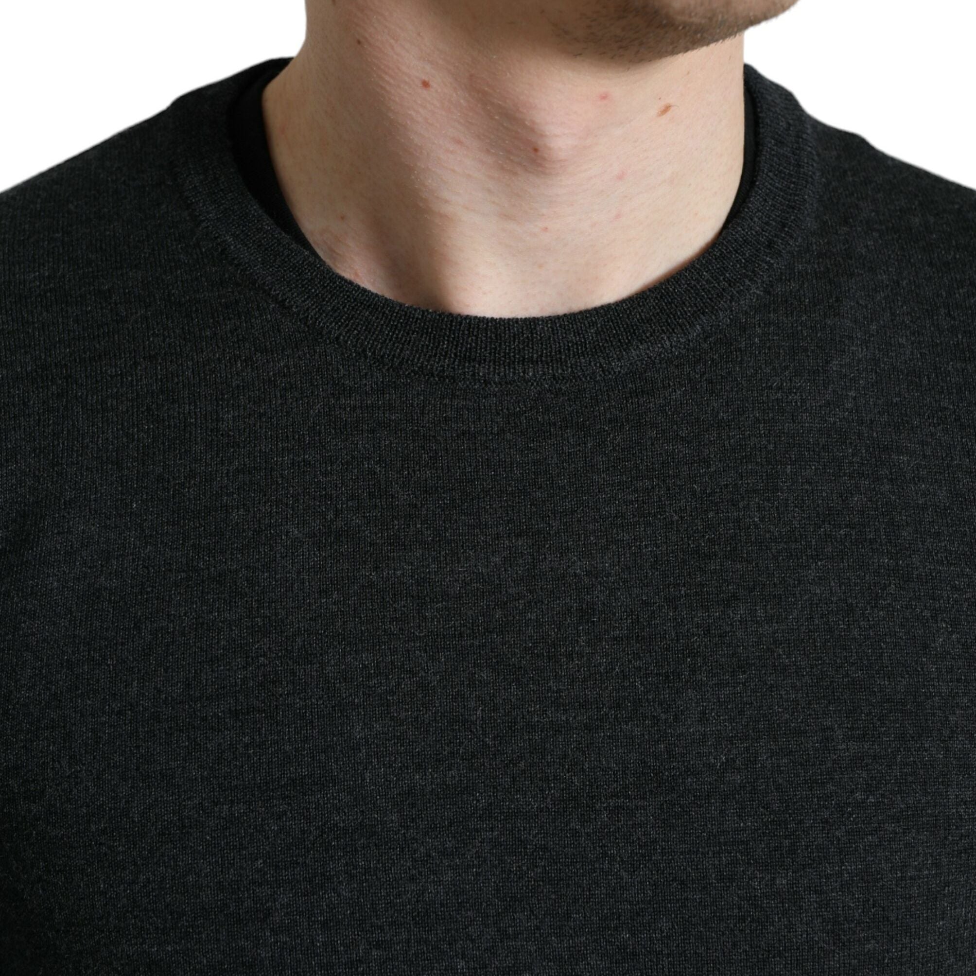 Dolce & Gabbana Gray Wool Round Neck Pullover Sweater