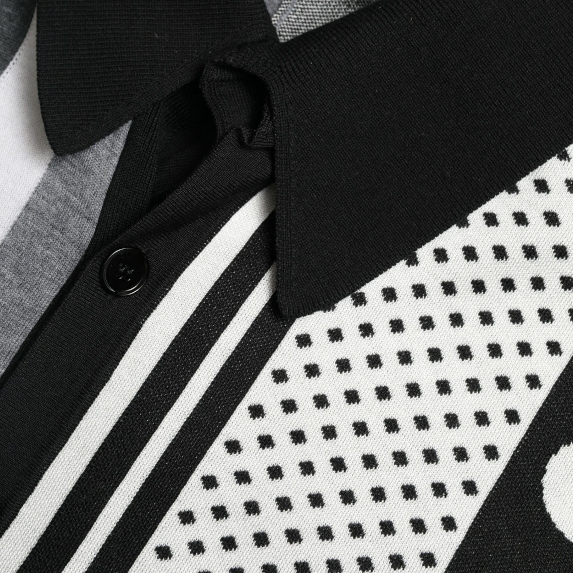 Dolce & Gabbana Black White Jumper Cardigan Polo Sweater