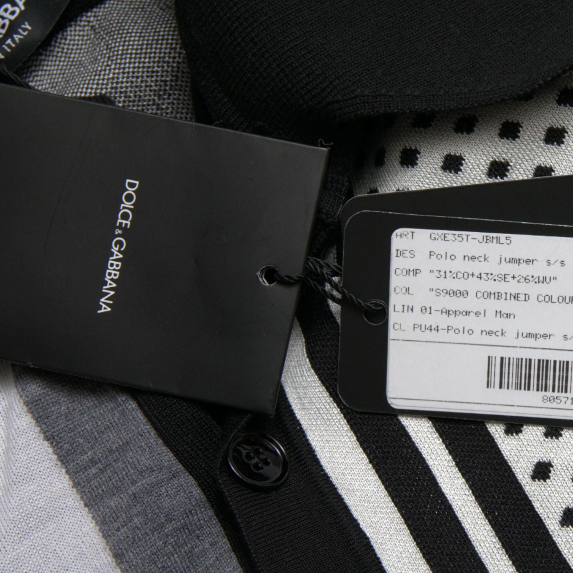 Dolce & Gabbana Black White Jumper Cardigan Polo Sweater