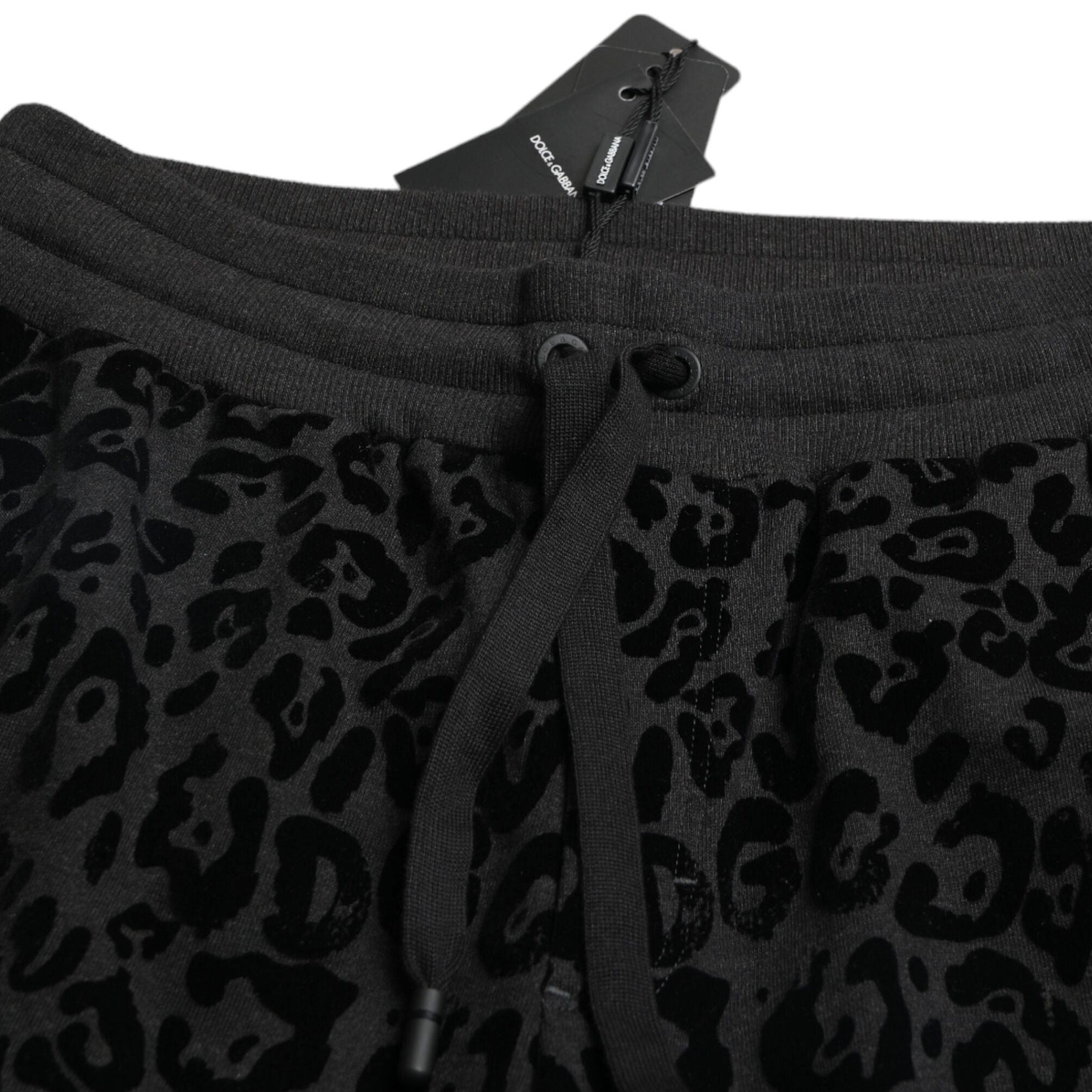Dolce & Gabbana Black Leopard Cotton Slim Fit Jogger Pants