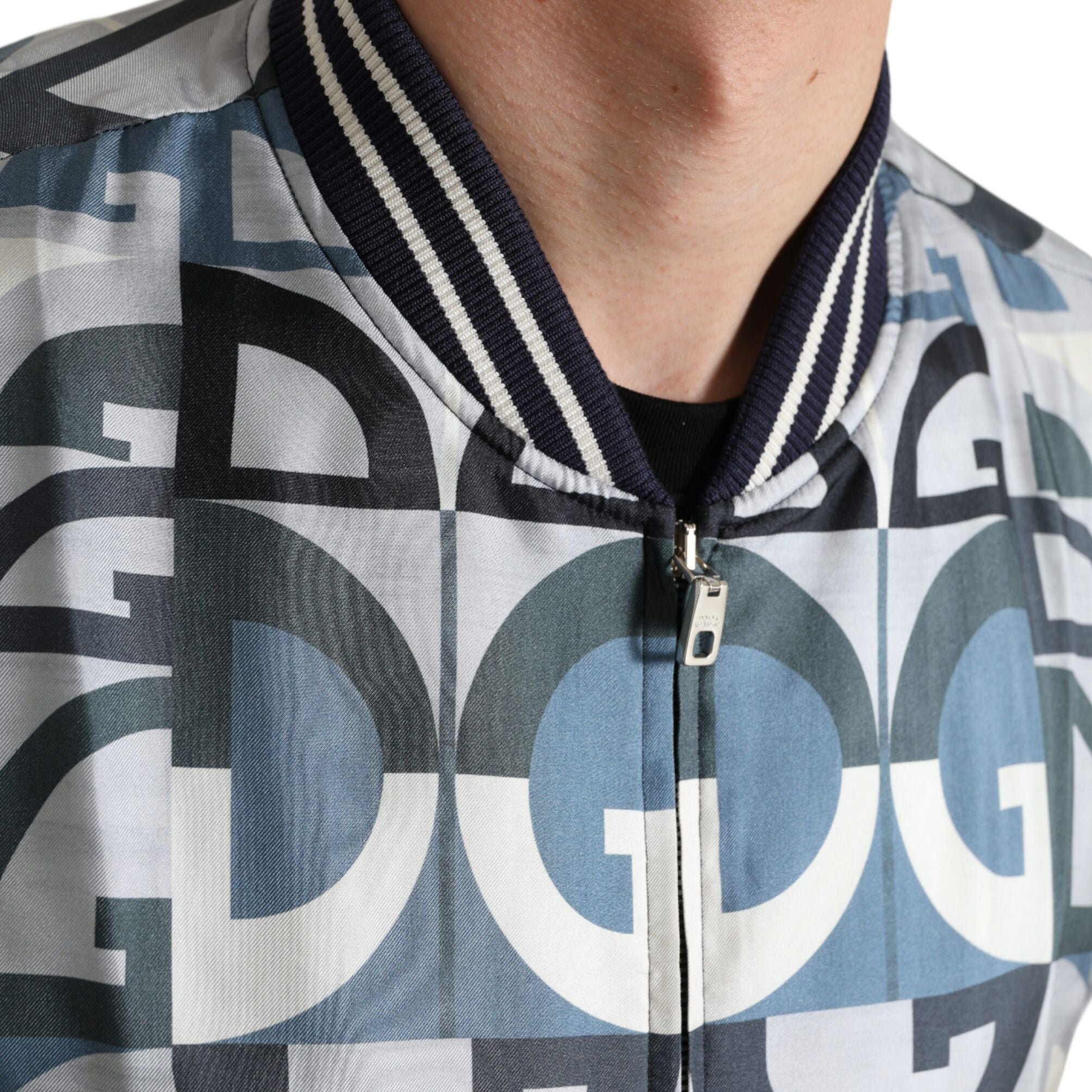 Dolce & Gabbana Multicolor Logo Print Bomber Blouson Jacket