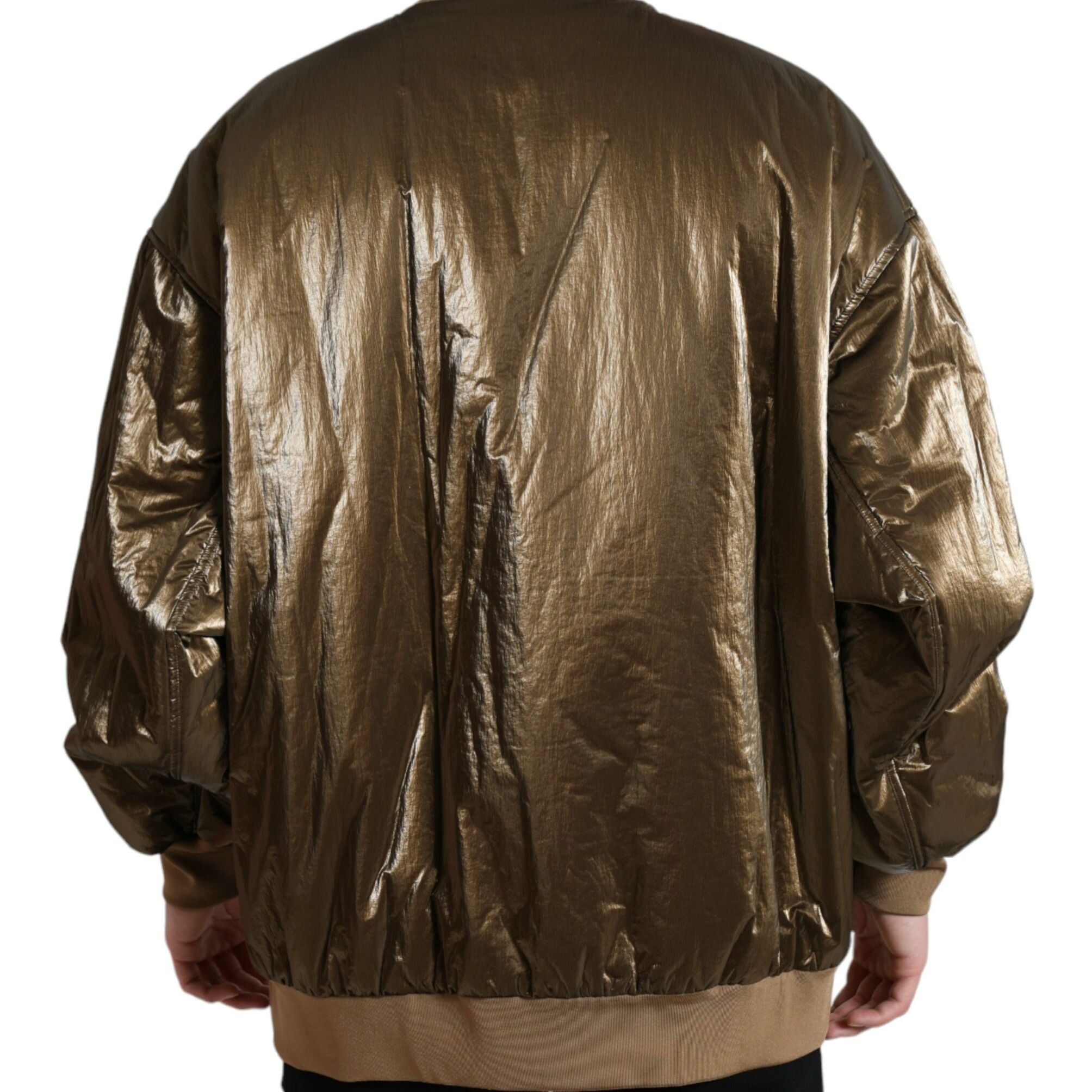 Dolce & Gabbana Bronze Nylon Full Zip Men Bomber Jacket