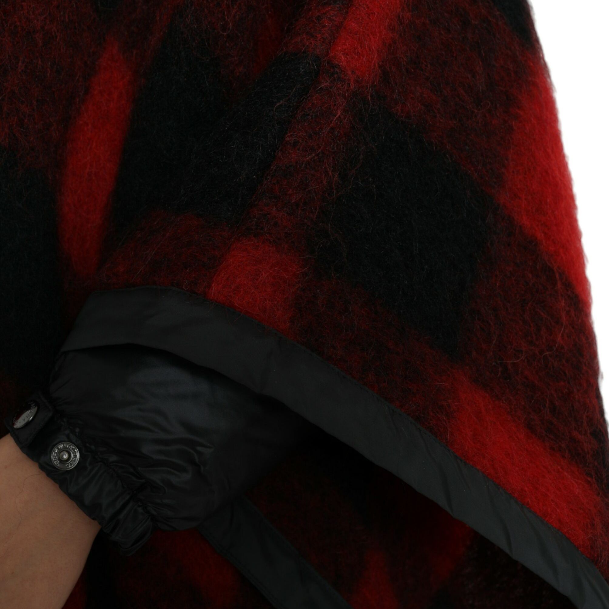 Dolce & Gabbana Black Red Buffalo Check Hooded Poncho Jacket