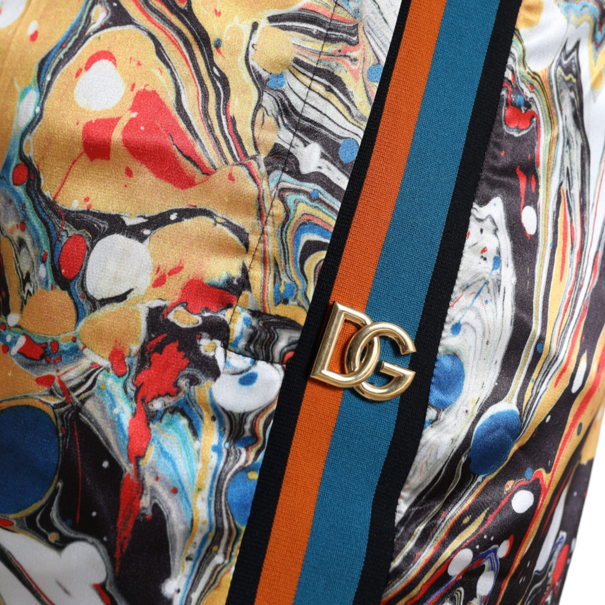 Dolce & Gabbana Multicolor Marble Print Satin Pants
